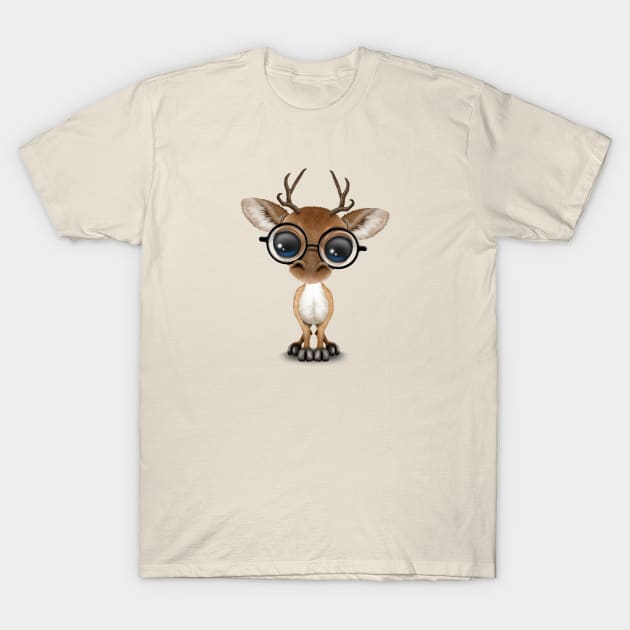 Cute Curious Nerdy Baby Deer Wearing Glasses T-Shirt by jeffbartels